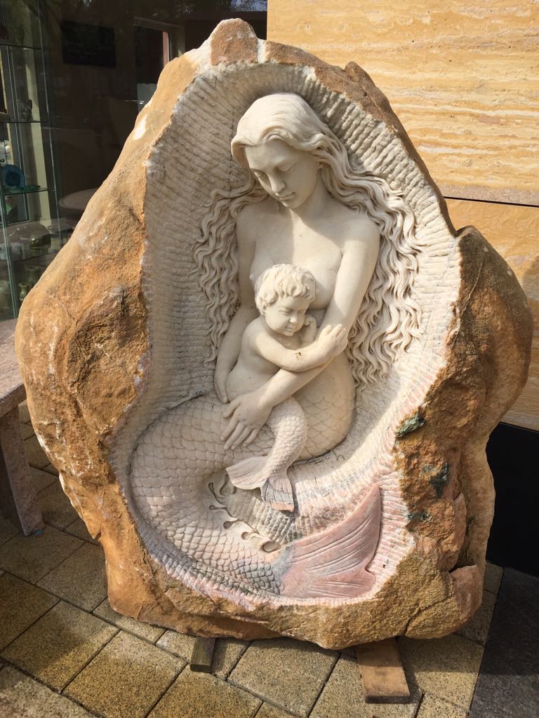 Nixe Meerjungfrau Skulptur Marmor